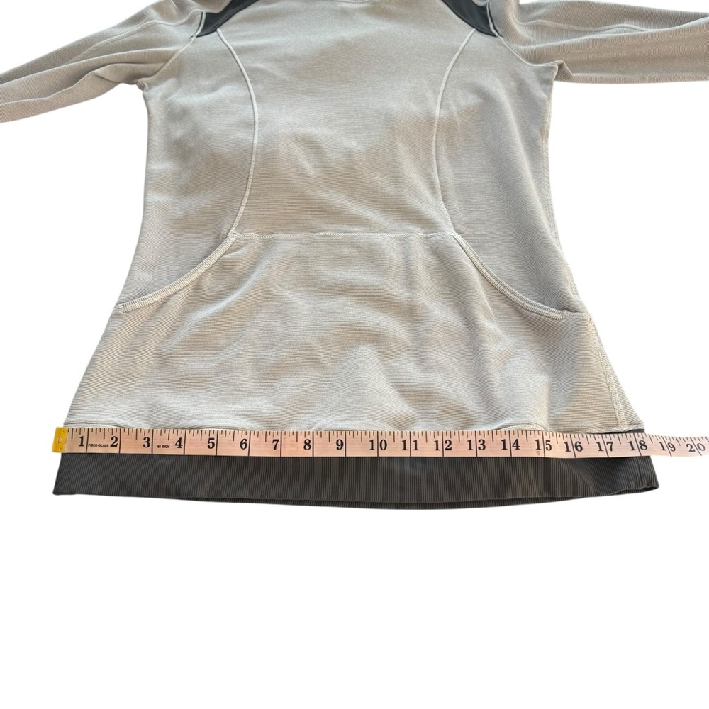 Lululemon Base Runner Hoodie Workout Wee Stripe White Heathered Medium Grey 8 - Picture 12 of 13